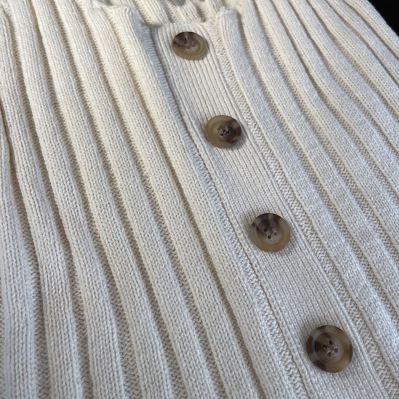 Cream Ribbed Tank with Button Detail - Picture 2 of 3